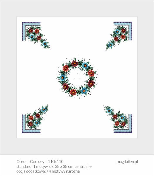 Tablecloth - Gerberas - 110 x 110 cm